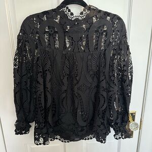 Black high neck lace top Anthropologie